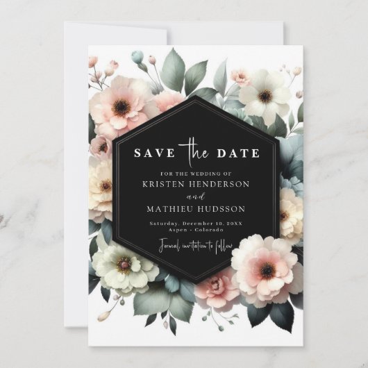 Moderne romantische Rosa Blumenhochzeit Save The Date (Vorderseite)
