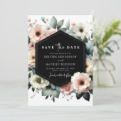 Moderne romantische Rosa Blumenhochzeit Save The Date (Stehend Vorderseite)