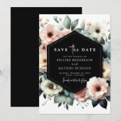 Moderne romantische Rosa Blumenhochzeit Save The Date (Vorne/Hinten)