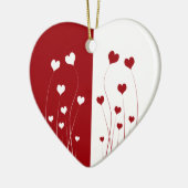 Moderne Romantische Rote Weiße Liebe Herz Keramik Ornament (Links)
