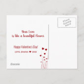 Moderne Romantische Rote Weiße Liebe Herz Postkarte (Rückseite)