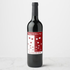 Moderne Romantische Rote Weiße Liebe Herz Weinetikett
