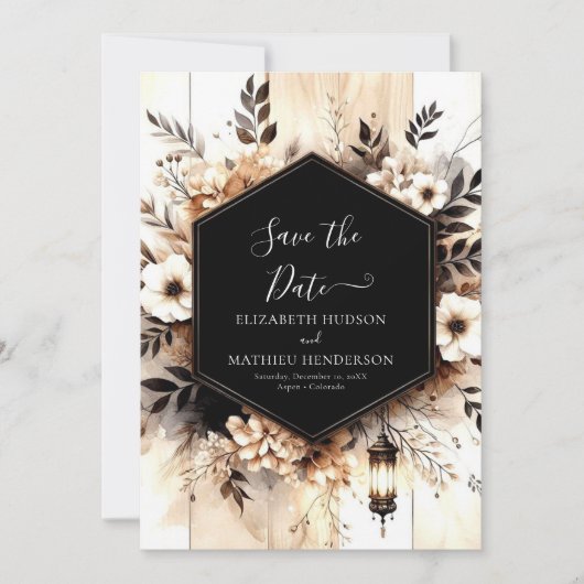 Moderne romantische Rustikale Hochzeit Save The Date (Vorderseite)