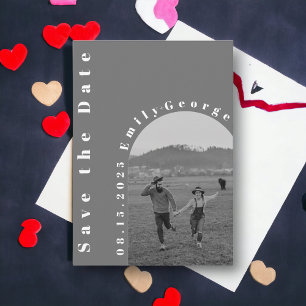 Moderne romantische Schwarz-Weiß-Foto-Hochzeit Save The Date