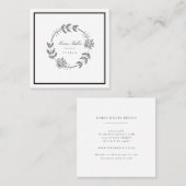 Moderne romantische Schwarz-weiße Klassik der Flor Quadratische Visitenkarte (Vorne/Hinten)