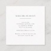 Moderne romantische Schwarz-weiße Klassik der Flor Quadratische Visitenkarte (Rückseite)