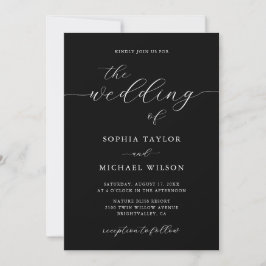 Moderne romantische Schwarze Hochzeit Einladung