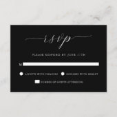 Moderne romantische Schwarze Hochzeit RSVP Karte (Vorderseite)