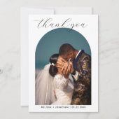 Moderne romantische Schwarze Schrift 2 Foto Arch W Dankeskarte (Vorderseite)