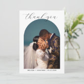 Moderne romantische Schwarze Schrift 2 Foto Arch W Dankeskarte (Stehend Vorderseite)