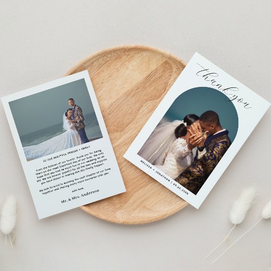 Moderne romantische Schwarze Schrift 2 Foto Arch W Dankeskarte