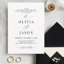 Moderne romantische Script Black and White Wedding