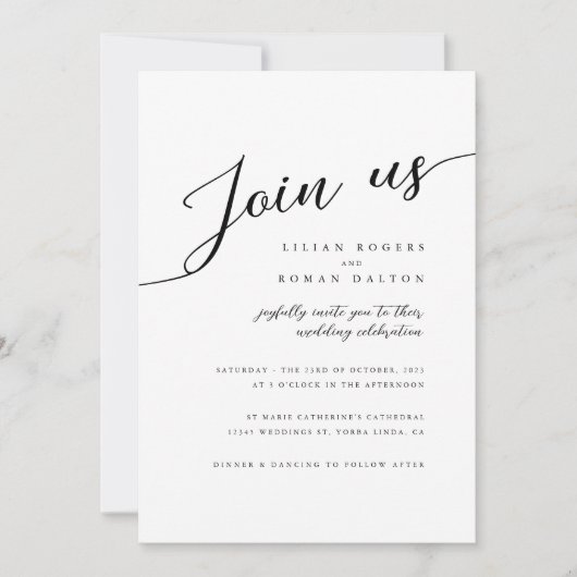 Moderne romantische Script Typografy Wedding Einladung (Vorderseite)