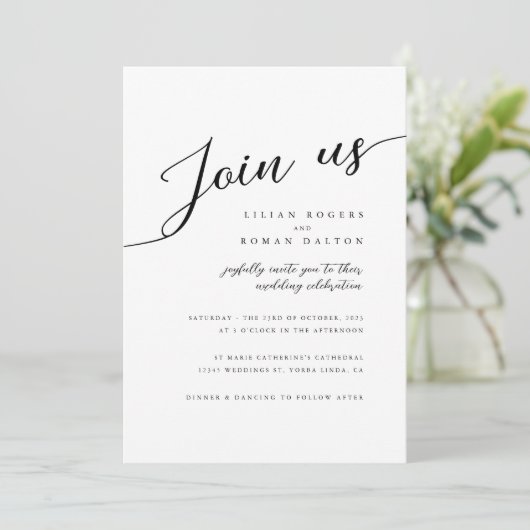 Moderne romantische Script Typografy Wedding Einladung (Stehend Vorderseite)