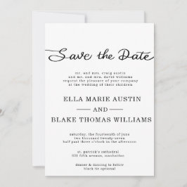 Moderne romantische Skript-Save-the-Date-Karte Einladung
