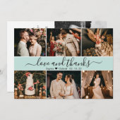 Moderne romantische Typografie 6 FotoCollage Viele Dankeskarte (Vorne/Hinten)