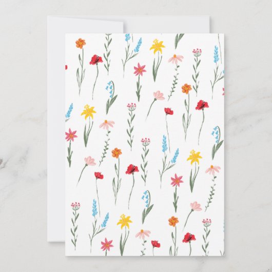 Moderne romantische Wildblume Boho Spring Einladung (Rückseite)