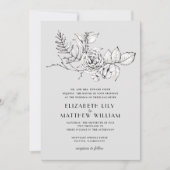 Moderne romantische Wildblume Gray Wedding Einladu Einladung (Vorderseite)