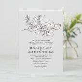 Moderne romantische Wildblume Gray Wedding Einladu Einladung (Stehend Vorderseite)