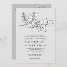 Moderne romantische Wildblume Gray Wedding Einladu