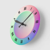 Moderne römische Zahlen auf Fun Pastel Rainbow Whe Runde Wanduhr (Winkel)