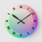 Moderne römische Zahlen über farbenfrohe Pastel Ra Runde Wanduhr (Vorderseite)