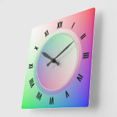 Moderne römische Zahlen und Fun Pastel Rainbow Dis Quadratische Wanduhr (Winkel)