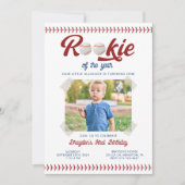 Moderne Rookie des Jahres Foto Baseball Geburtstag Einladung (Vorderseite)