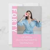 Moderne Rosa 40. Geburtstagsfeier Einladung (Vorderseite)