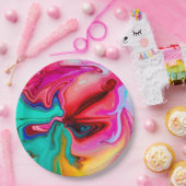 Moderne rosa Abstrakte Farbe Pappteller (Party)