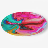 Moderne rosa Abstrakte Farbe Pappteller (Schrägansicht)
