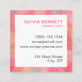 Moderne rosa Abstrakte Farbe Quadratische Visitenkarte (Rückseite)