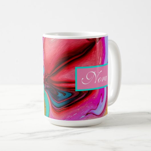 Moderne rosa abstrakte Marmorfarbe Wasserfarbe Kaffeetasse (VorderseiteRechts)