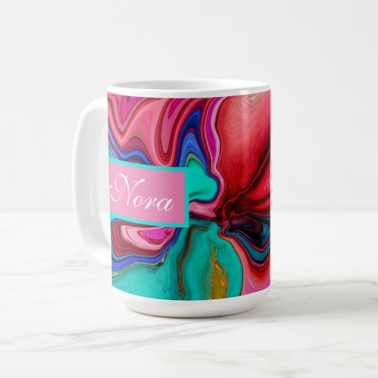 Moderne rosa abstrakte Marmorfarbe Wasserfarbe Kaffeetasse (Vorderseite Links)
