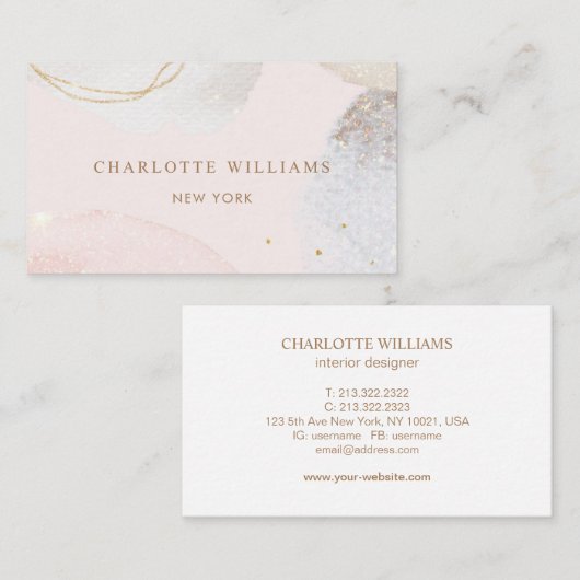 Moderne, rosa abstrakte Wasserfarbe Visitenkarte (Vorne/Hinten)