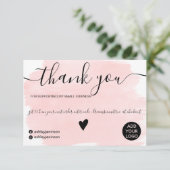 Moderne rosa abstrakte Wasserfarbenordnung Vielen Dankeskarte (Stehend Vorderseite)