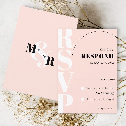 Moderne rosa Ampere und Arch Wedding RSVP Card