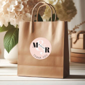 Moderne rosa Ampersand Monogram Wedding Vielen Dan Runder Aufkleber