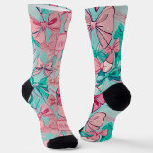Moderne rosa aquamarine große Bogen monogramm chic Socken