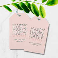 Moderne, rosa aquamarine Happy Birthday Gift Tags