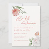 Moderne rosa Aquarell-Blumen-Script-Junggesellinne Einladung (Vorderseite)