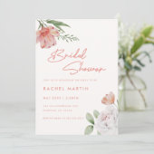 Moderne rosa Aquarell-Blumen-Script-Junggesellinne Einladung (Stehend Vorderseite)