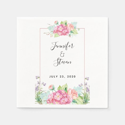 Moderne rosa Aquarellbilder Serviette (Vorderseite)