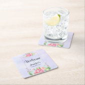 Moderne rosa Aquarellbilder zum Geburtstag Rechteckiger Pappuntersetzer (Vor Ort)