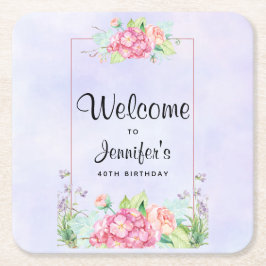 Moderne rosa Aquarellbilder zum Geburtstag Rechteckiger Pappuntersetzer