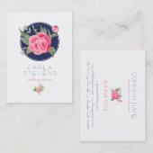 Moderne Rosa Aquarellfarben Rose Weiß & Blau Visitenkarte (Vorne/Hinten)