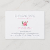 Moderne Rosa Aquarellfarben Rose Weiß & Blau Visitenkarte (Rückseite)