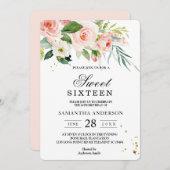 Moderne rosa Aquarellfarben Schönheit Blume & Blät Einladung (Vorne/Hinten)