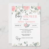 Moderne rosa Aquarellmädchen Babydusche Einladung (Vorderseite)