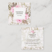 Moderne rosa Aquarellmarborn Gold Quadratische Visitenkarte (Vorne/Hinten)